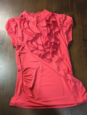 Women's Ruffled Short-Sleeve Top - Red
